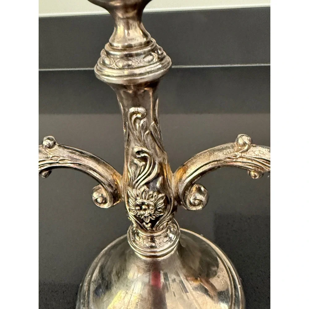 Mid Century‎ French Art Nouveau Silver Plated 3 Arm Candelabra